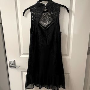 Black Lace High-neck Dress